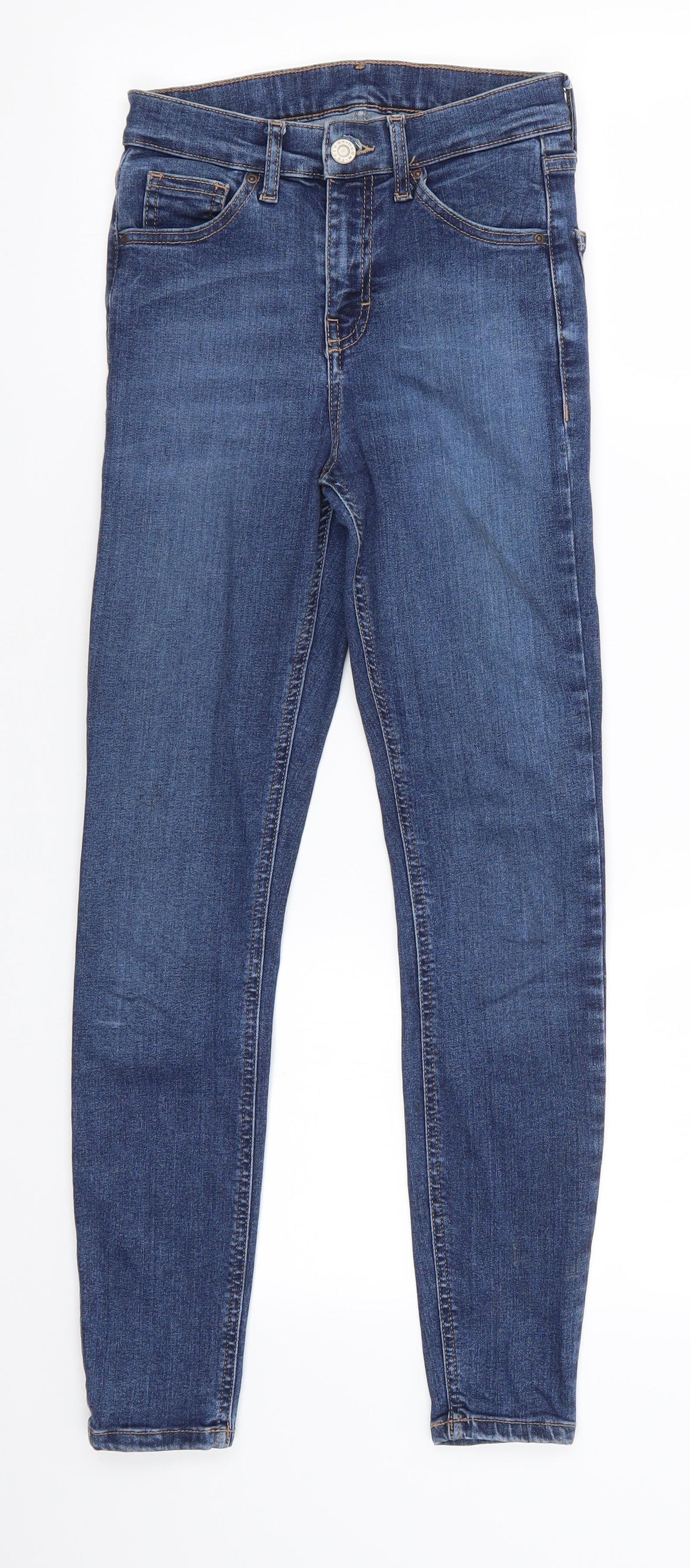 Topshop Mens Blue  Cotton Skinny Jeans Size 25 in L26 in Regular  - Mid Blue