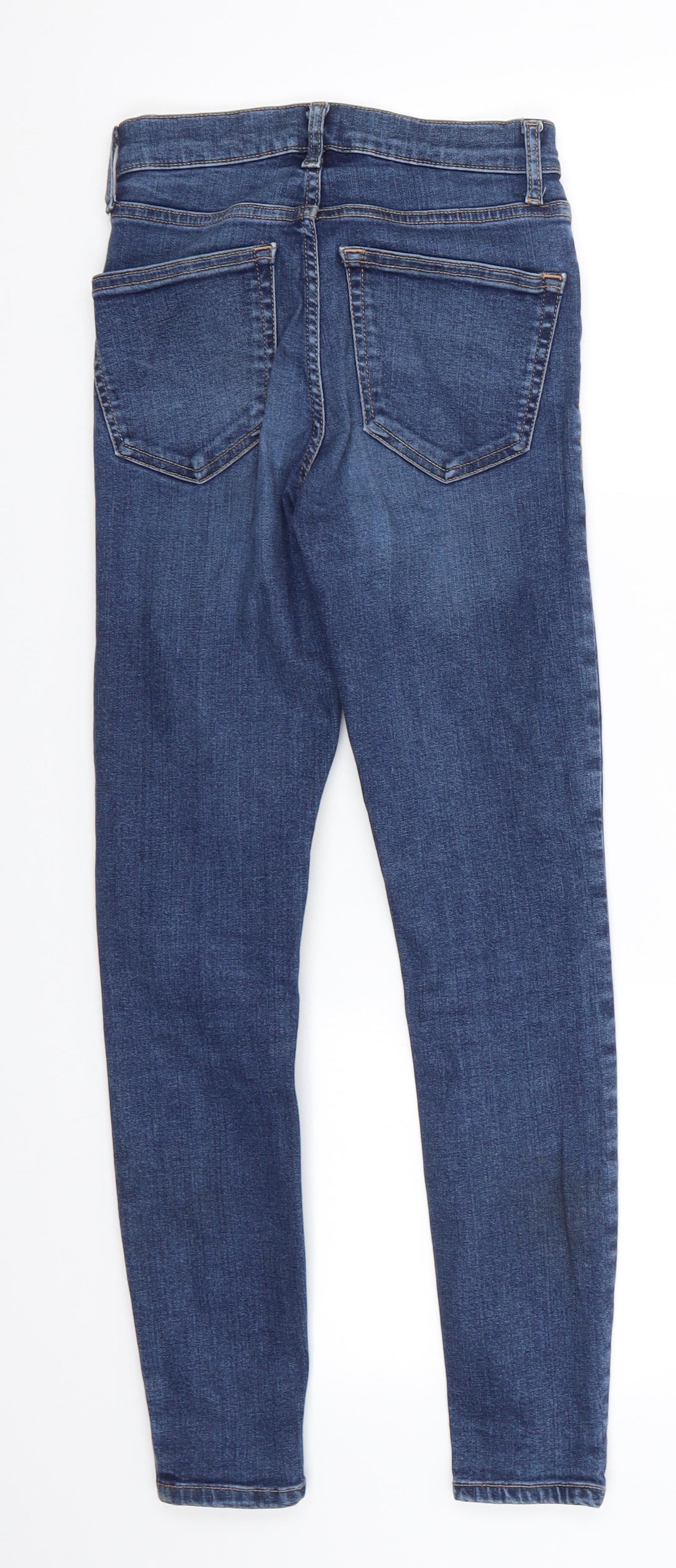 Topshop Mens Blue  Cotton Skinny Jeans Size 25 in L26 in Regular  - Mid Blue