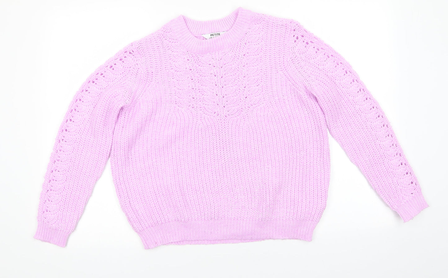 Dorothy Perkins Womens Pink Round Neck  Polyester Pullover Jumper Size 10   - Open Knit Sections Soft Texture