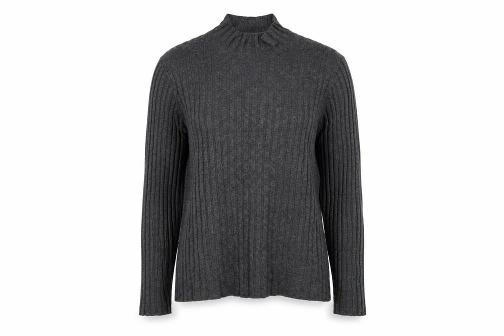 Papaya Womens Grey High Neck  Viscose Pullover Jumper Size 14   - Self Colour stripe