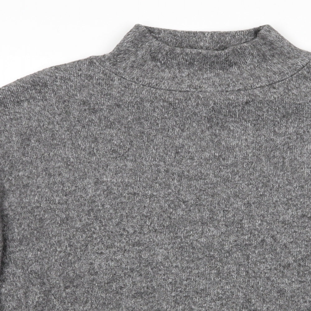 Florence and Fred Womens Grey High Neck  Polyester Pullover Jumper Size 10   - Fluffy texture Large buttons to side hems