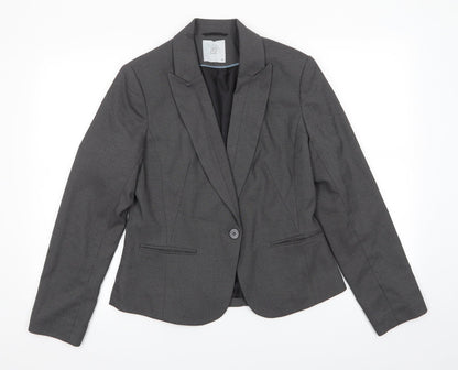 Tu Womens Grey Polka Dot Polyester Jacket Suit Jacket Size 12