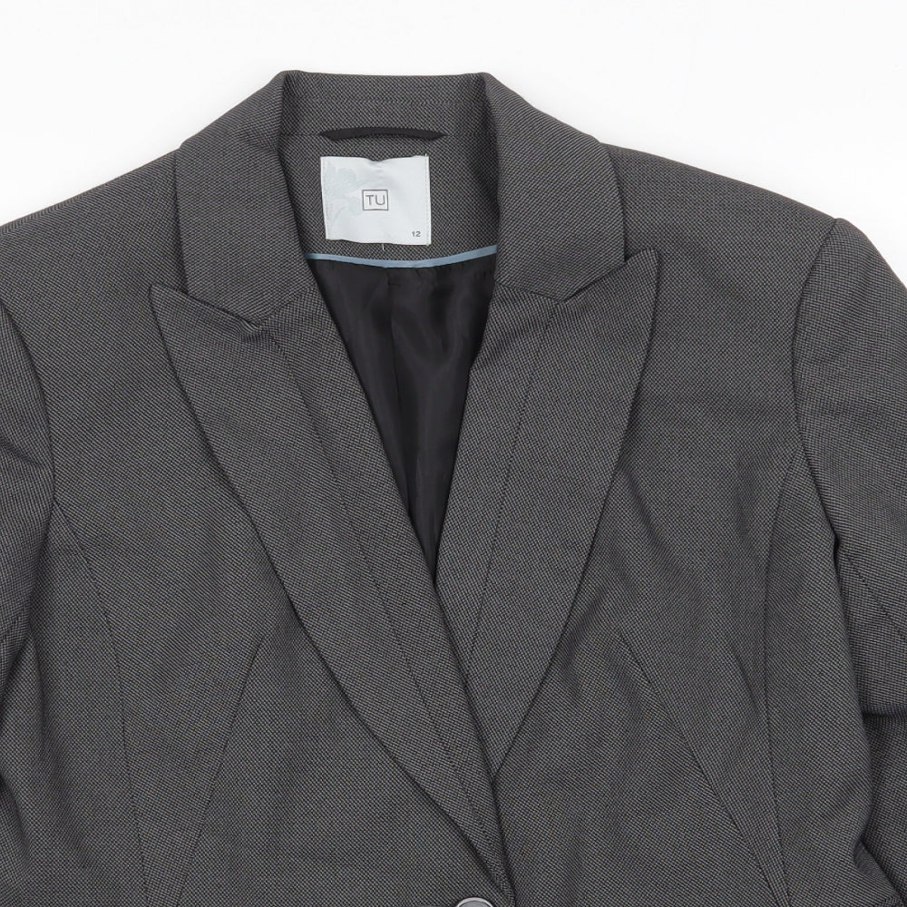 Tu Womens Grey Polka Dot Polyester Jacket Suit Jacket Size 12