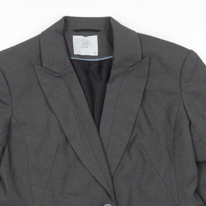 Tu Womens Grey Polka Dot Polyester Jacket Suit Jacket Size 12