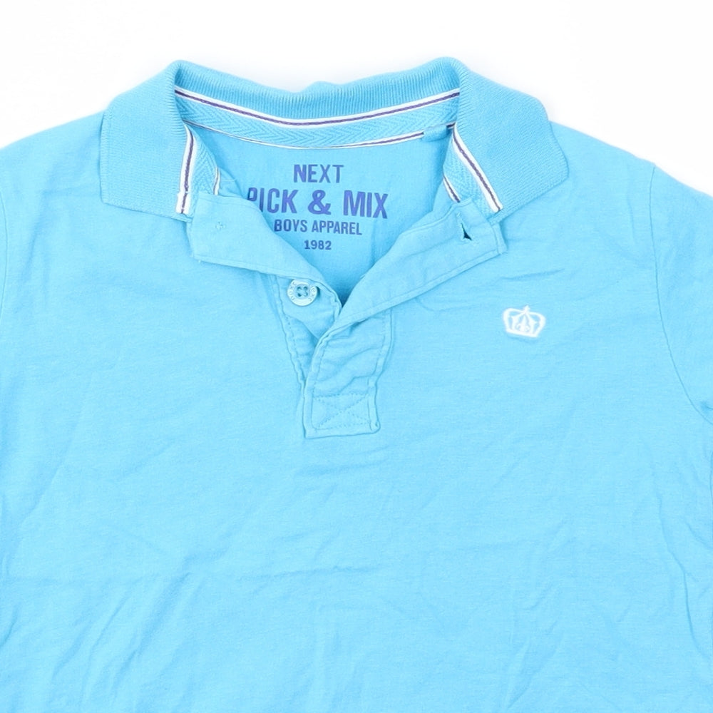 NEXT Boys Blue  Cotton Basic T-Shirt Size 3-4 Years Collared  - Azure Blue