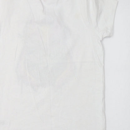 Preloved Primark Womens White  Cotton Basic Polo Size L Crew Neck - Fortnite - Label