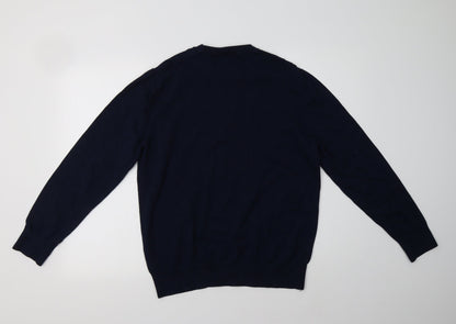 Preloved NEXT Mens Blue Crew Neck  Cotton Pullover Jumper Size L - Back