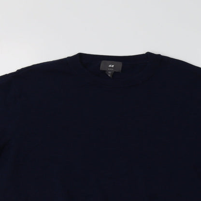 Preloved NEXT Mens Blue Crew Neck  Cotton Pullover Jumper Size L - Detail