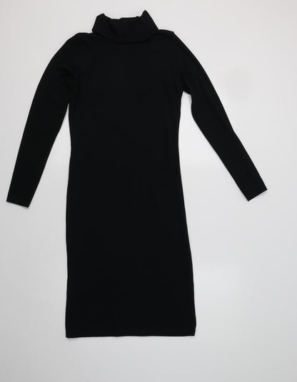 Womens Black  Polyester Bodycon  Size S  Roll Neck