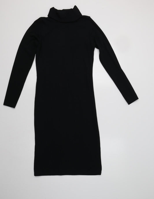 Preworn Womens Black  Polyester Bodycon  Size S  Roll Neck