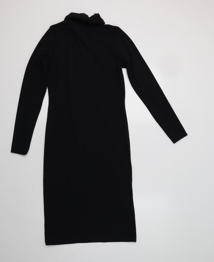 Womens Black  Polyester Bodycon  Size S  Roll Neck
