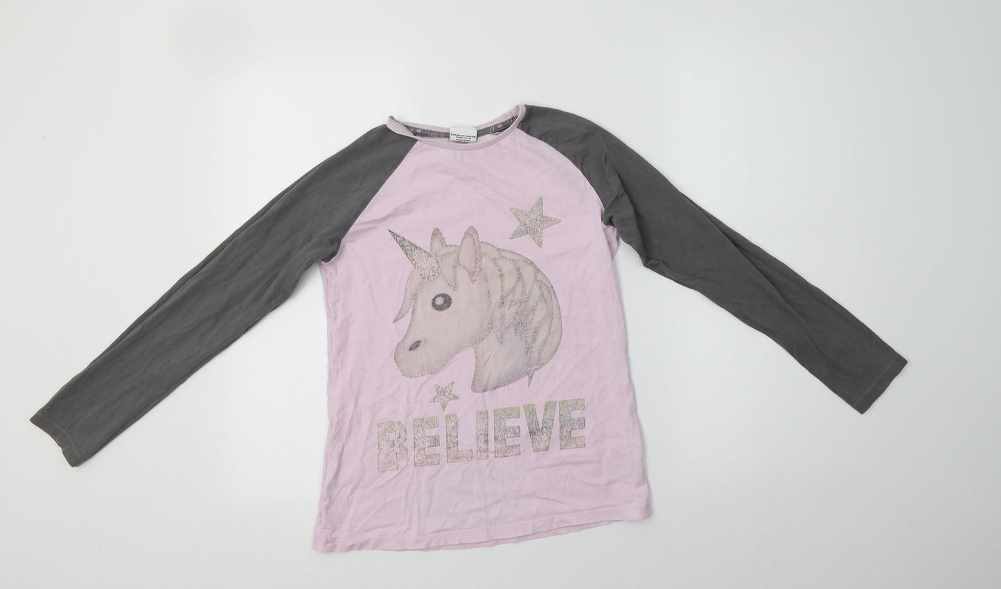 George Girls Pink Colourblock Cotton Top Pyjama Top Size 11-12 Years   - Un