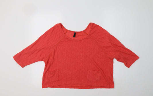 VERO MODA Womens Red   Basic Blouse Size M Scoop Neck