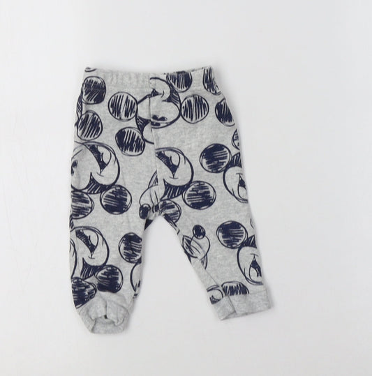 George Baby Grey Geometric Cotton Jogger Leggings Size 3-6 Months   - Mickey Mouse