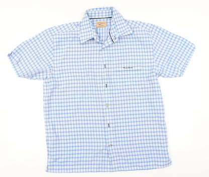 Preloved Thomas Brown Mens Blue Plaid Modal  Button-Up Size L Collared - Front