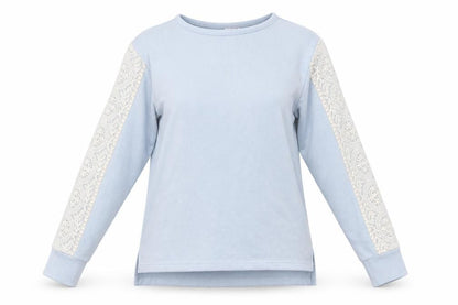 Flora Nikrooz Womens Blue Round Neck  Cotton Pullover Jumper Size S