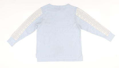 Flora Nikrooz Womens Blue Round Neck  Cotton Pullover Jumper Size S