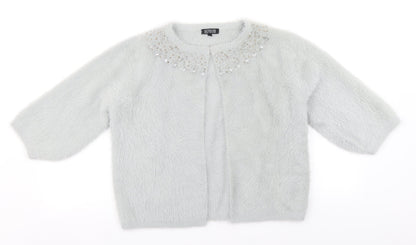 Hepburn Womens Grey Round Neck  Polyamide Cardigan Jumper Size L