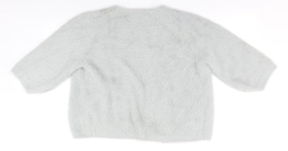 Hepburn Womens Grey Round Neck  Polyamide Cardigan Jumper Size L