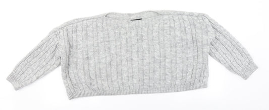 Cameo Womens Grey Round Neck  Acrylic Pullover Jumper Size M