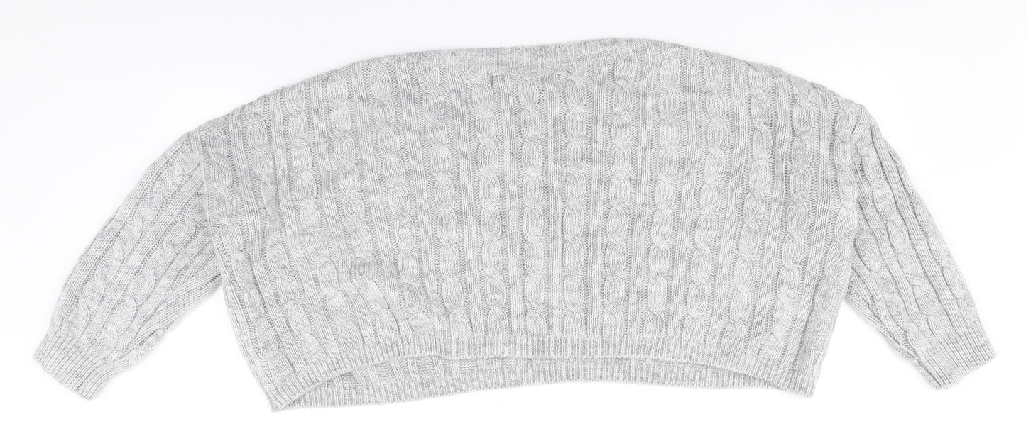 Cameo Womens Grey Round Neck  Acrylic Pullover Jumper Size M