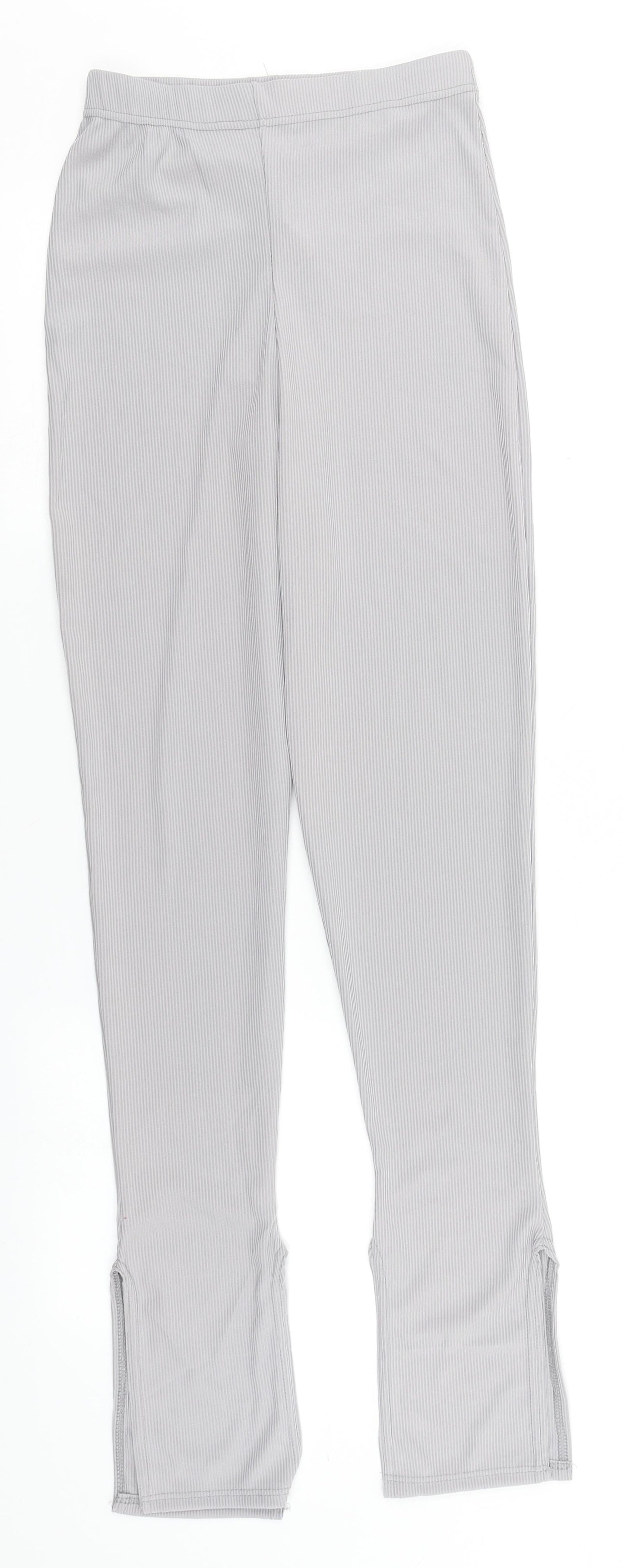 PRETTYLITTLETHING Womens Silver  Polyester Trousers  Size 8 L30 in Regular