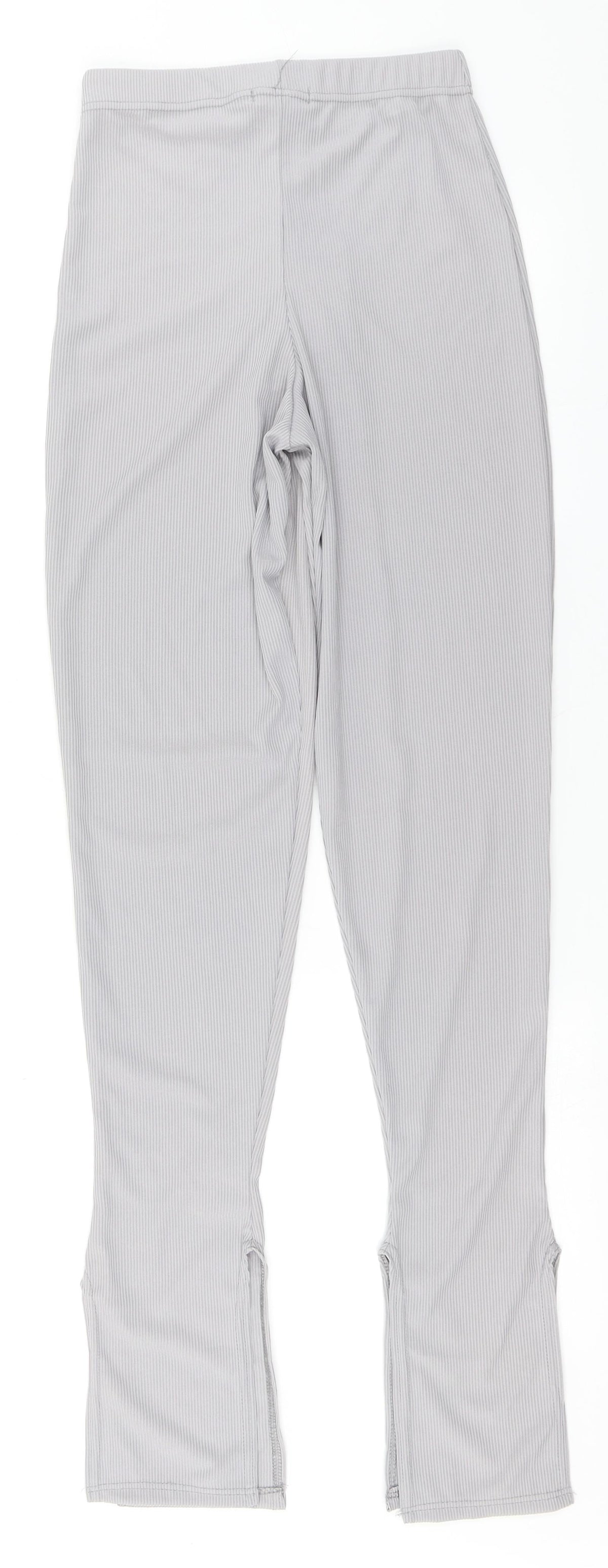 PRETTYLITTLETHING Womens Silver  Polyester Trousers  Size 8 L30 in Regular