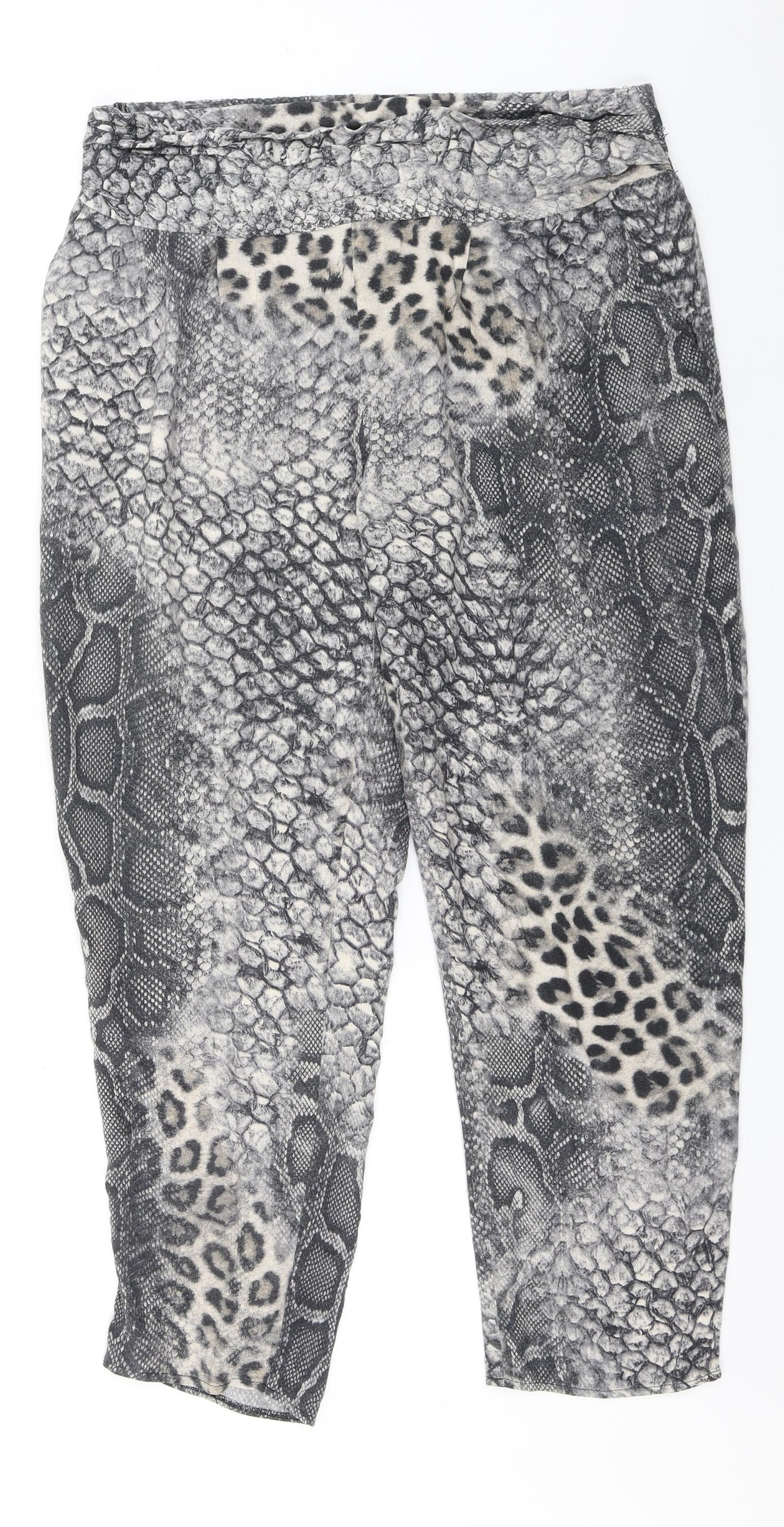 Dorothy Perkins Womens Grey Animal Print Polyester Trousers  Size 14 L26 in Regular