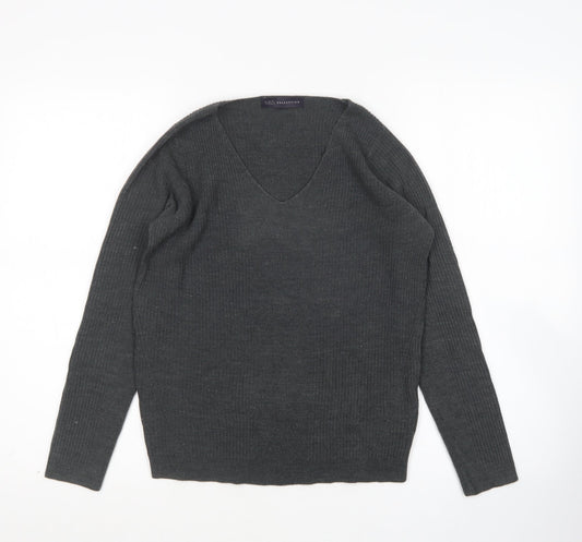 M&s Womens Grey Scoop Neck  Acrylic Pullover Jumper Size 10