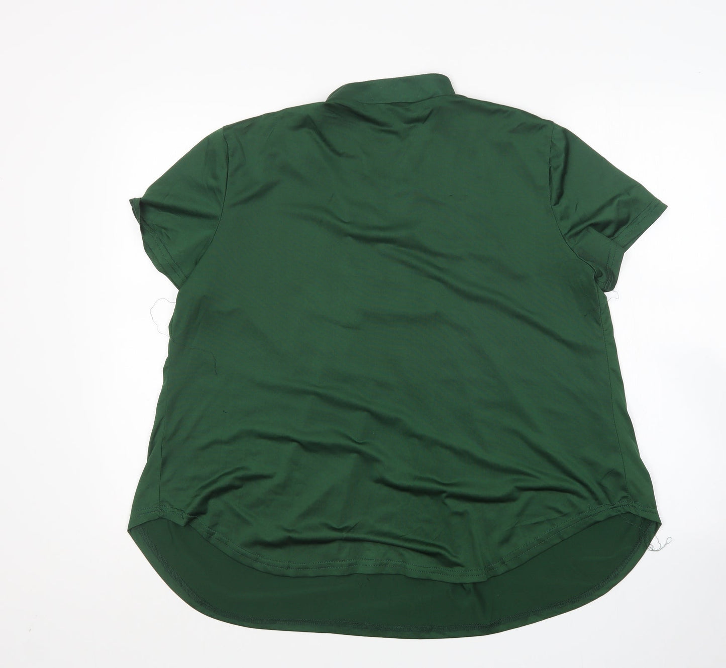 Preworn Womens Green  Polyester Basic Blouse Size S V-Neck