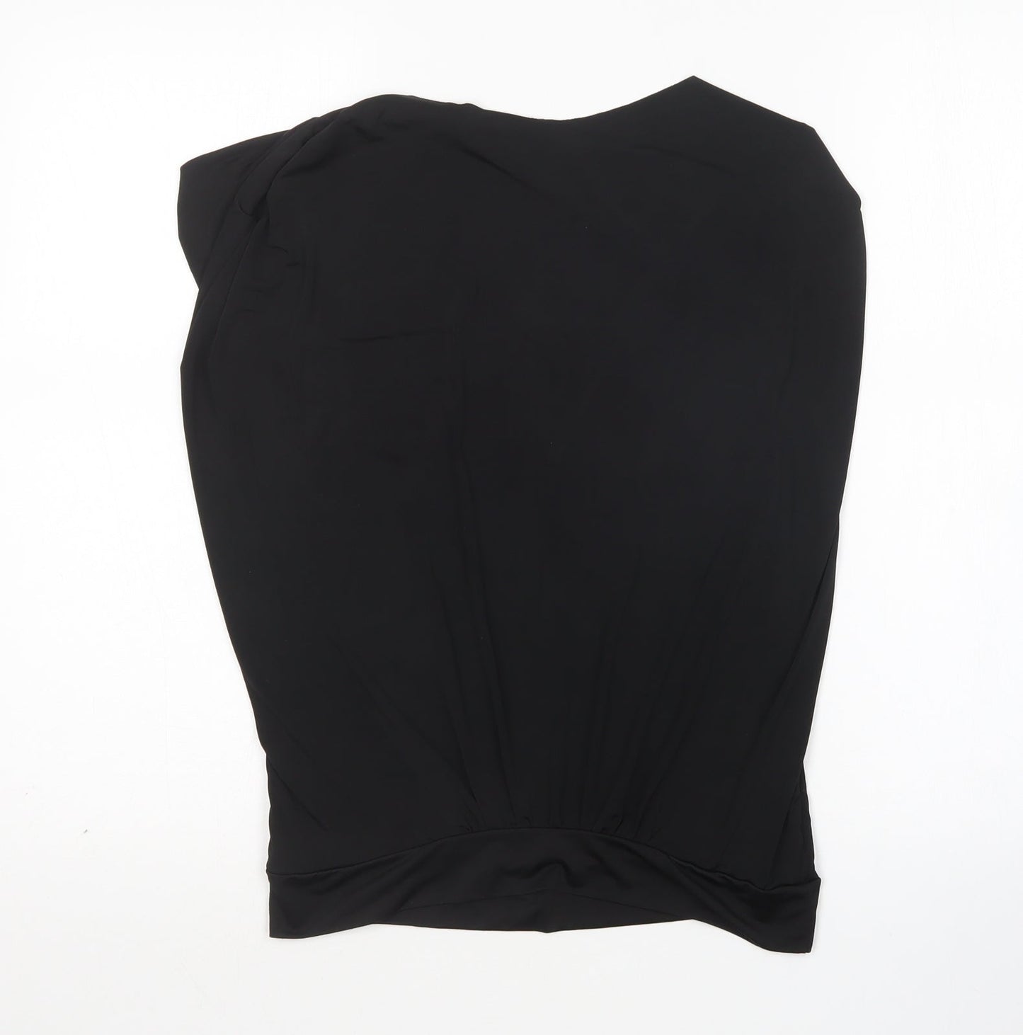 Amisu Womens Black  Polyester Basic Blouse Size M Round Neck