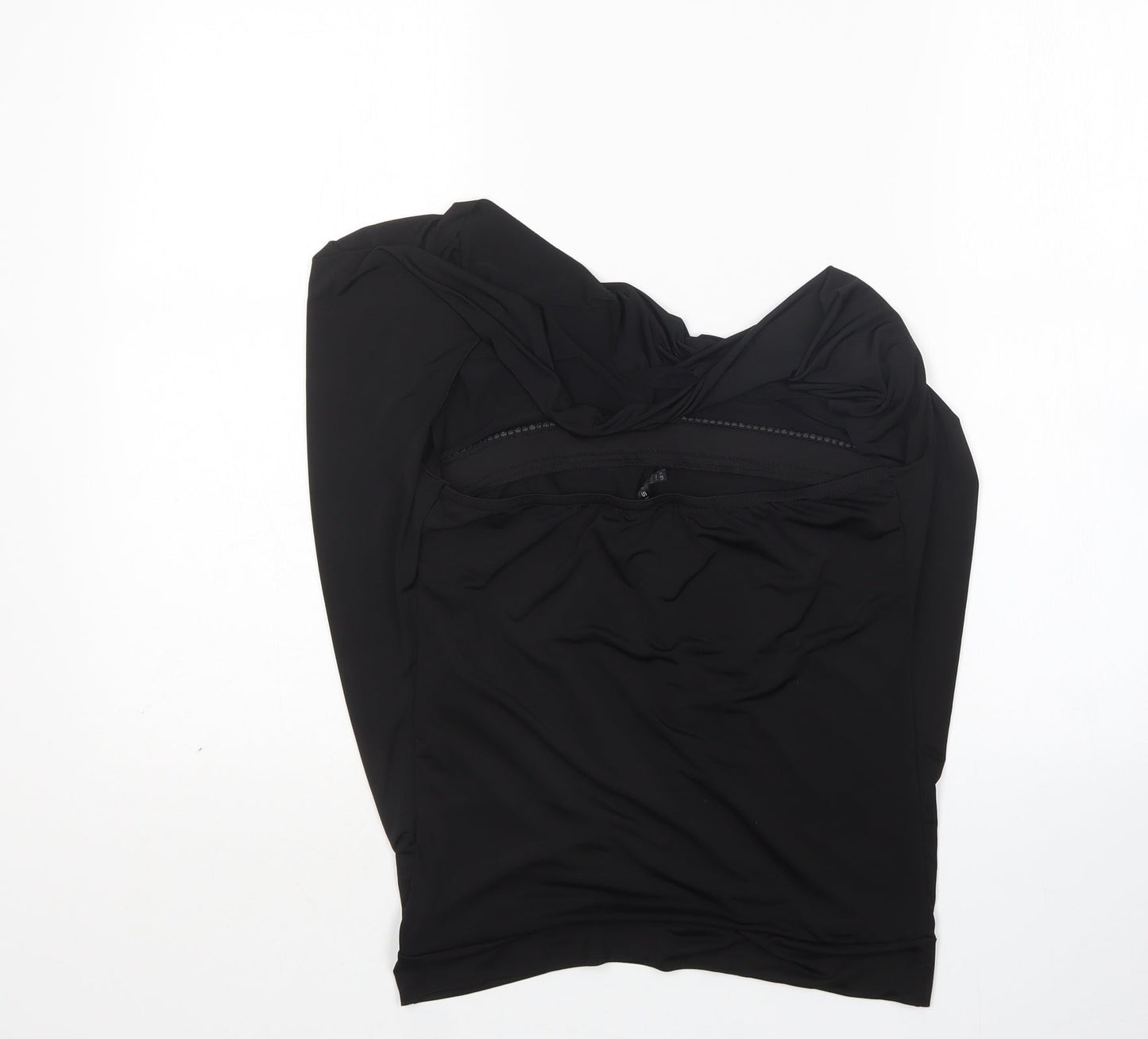 Amisu Womens Black  Polyester Basic Blouse Size M Round Neck