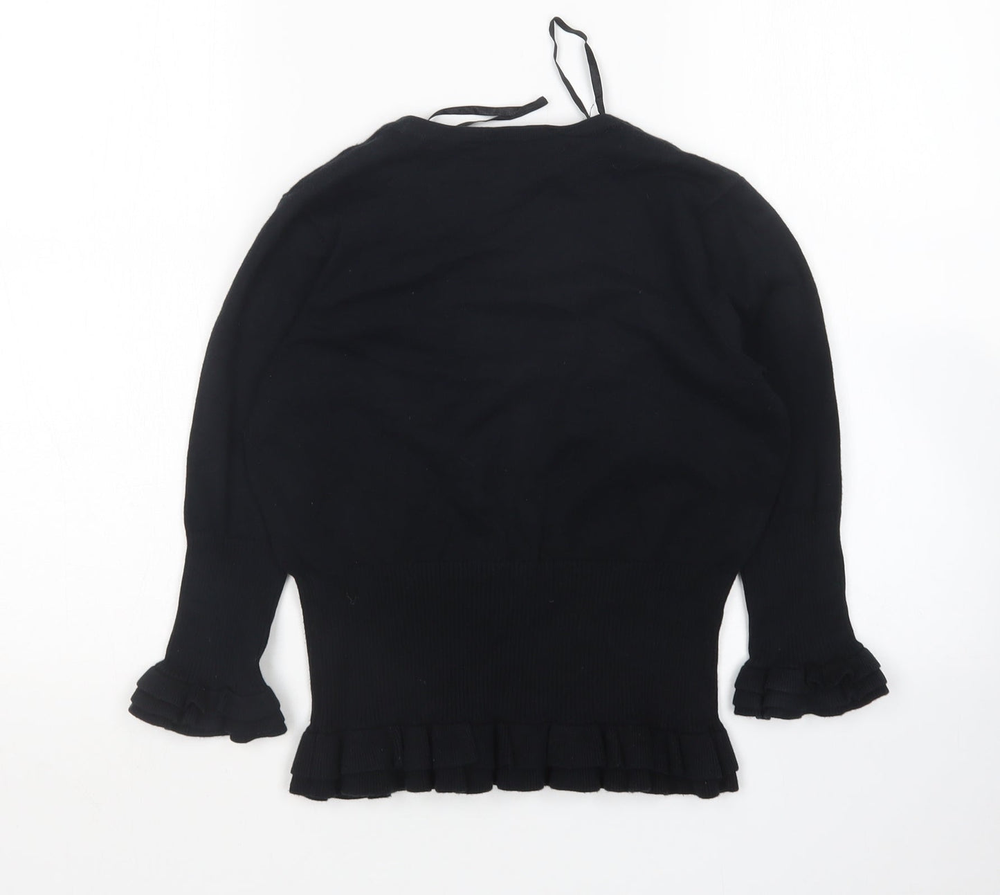 Star Womens Black V-Neck  Cotton Cardigan Jumper Size 10