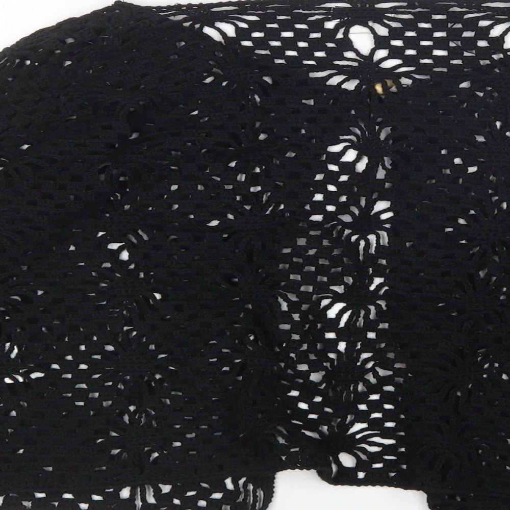 B&W Womens Black Round Neck  Acrylic Cardigan Jumper Size M