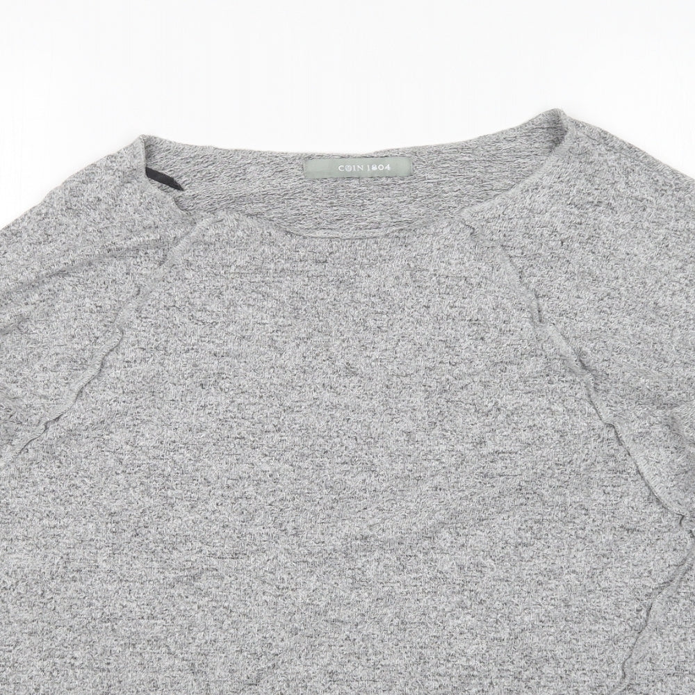 COIN 1804 Womens Grey Round Neck  Rayon Pullover Jumper Size S