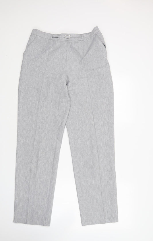 M&S Womens Grey  Polyester Trousers  Size 12 L32 in Regular