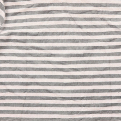 Muslher Womens Grey Striped Polyester Blend Basic Blouse Size 14 Round Neck