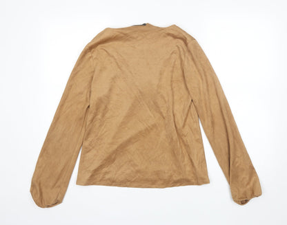 Missguided Womens Brown  Polyester Basic Blouse Size 8 V-Neck