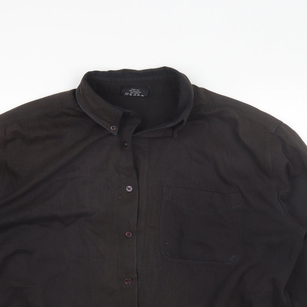 Originals Mens Brown  Polyester  Button-Up Size L Collared