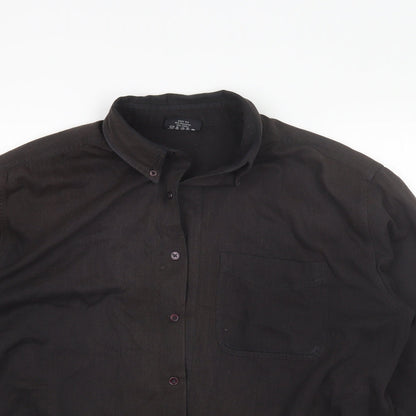 Originals Mens Brown  Polyester  Button-Up Size L Collared