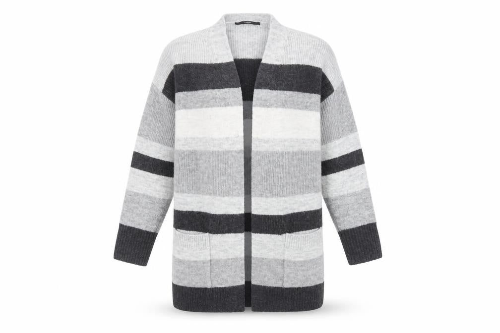 George Womens Grey Striped  Jacket Coatigan Size S