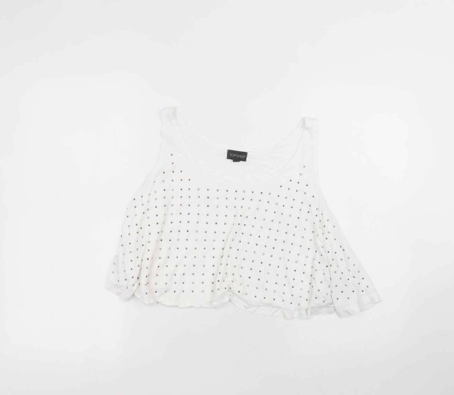Topshop Womens White  Viscose Basic Blouse Size S Round Neck