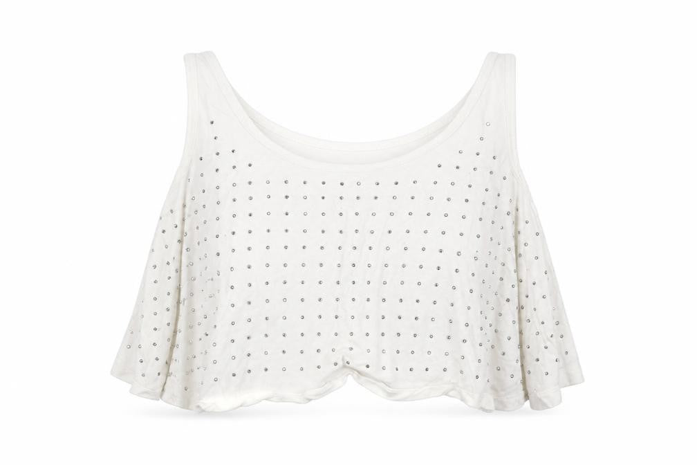 Topshop Womens White  Viscose Basic Blouse Size S Round Neck