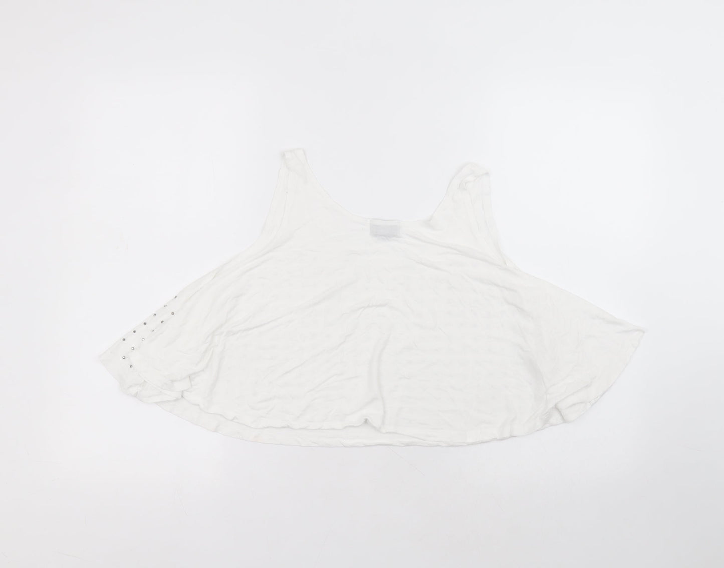 Topshop Womens White  Viscose Basic Blouse Size S Round Neck