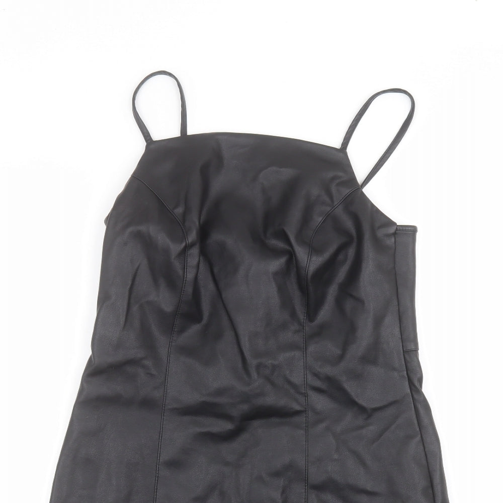 Topshop Womens Black  Polyester A-Line  Size 6  Round Neck