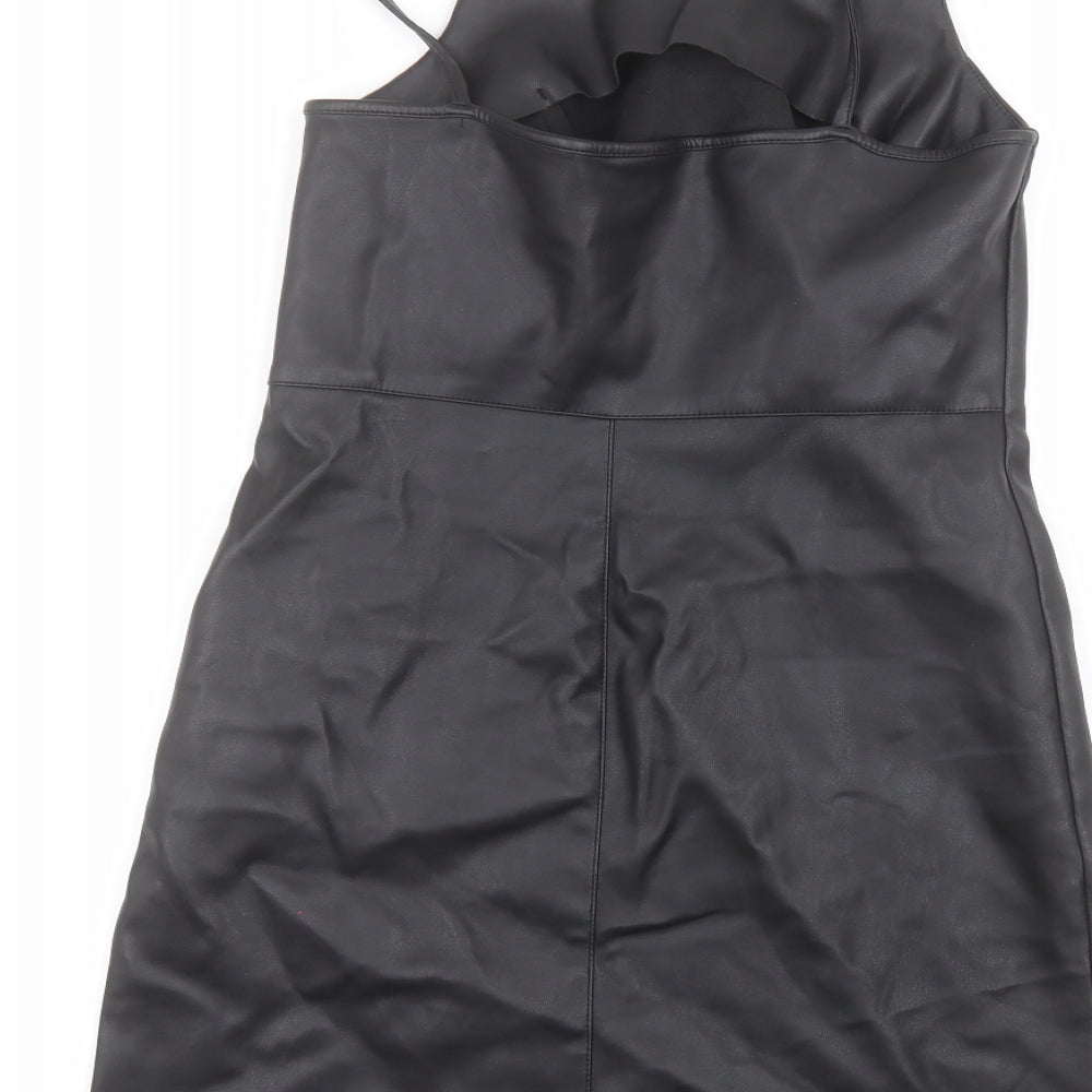Topshop Womens Black  Polyester A-Line  Size 6  Round Neck