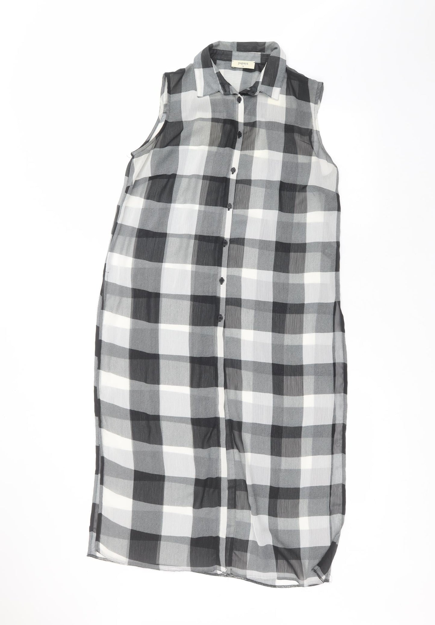 Matalan Womens Black  Polyester Basic Button-Up Size 10 Collared