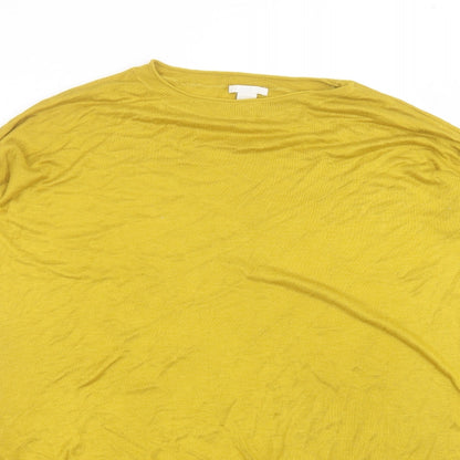 H&M Womens Yellow  Acrylic Basic T-Shirt Size S Round Neck