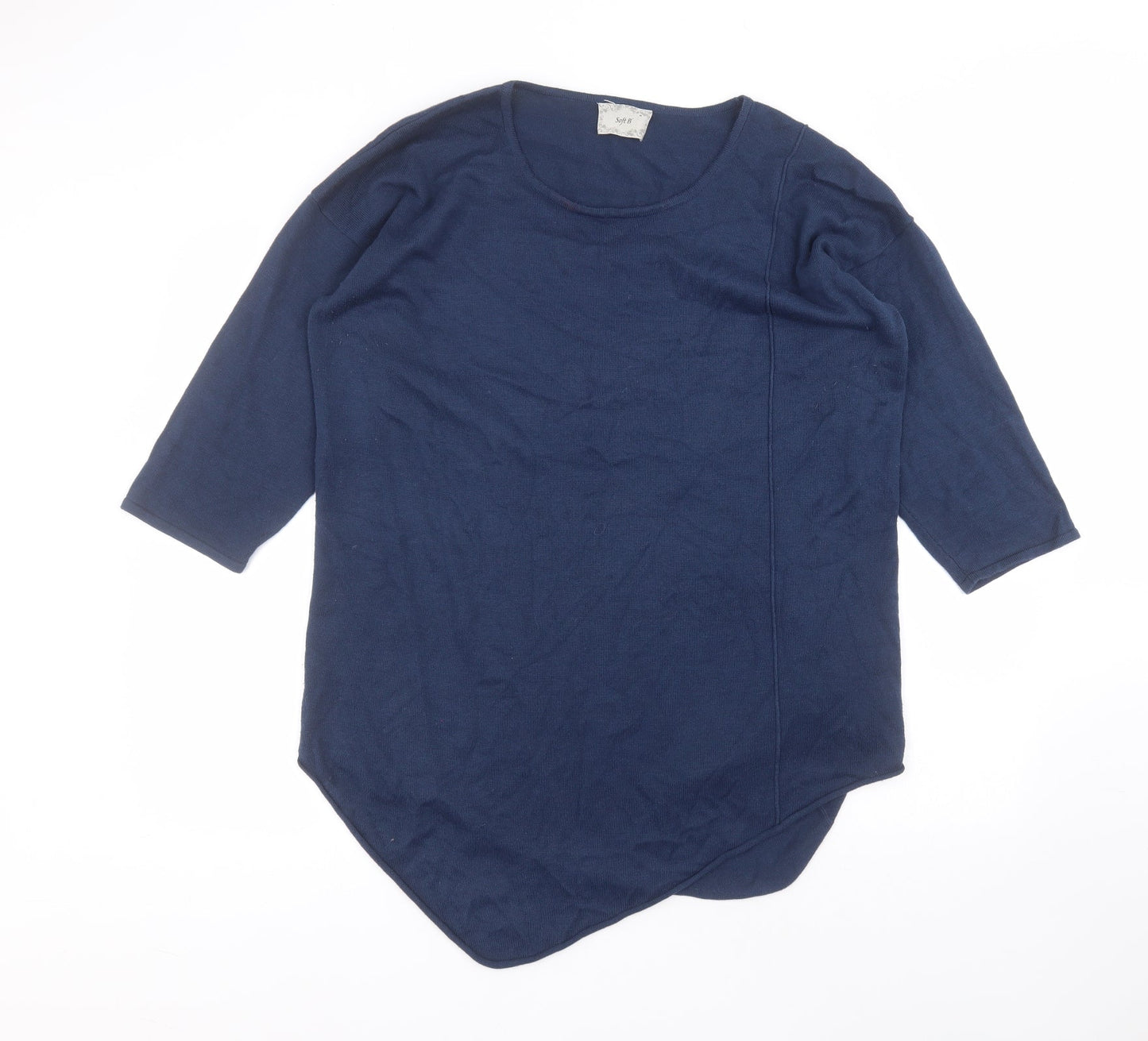 soft B Womens Blue  Acrylic Basic T-Shirt Size M Round Neck