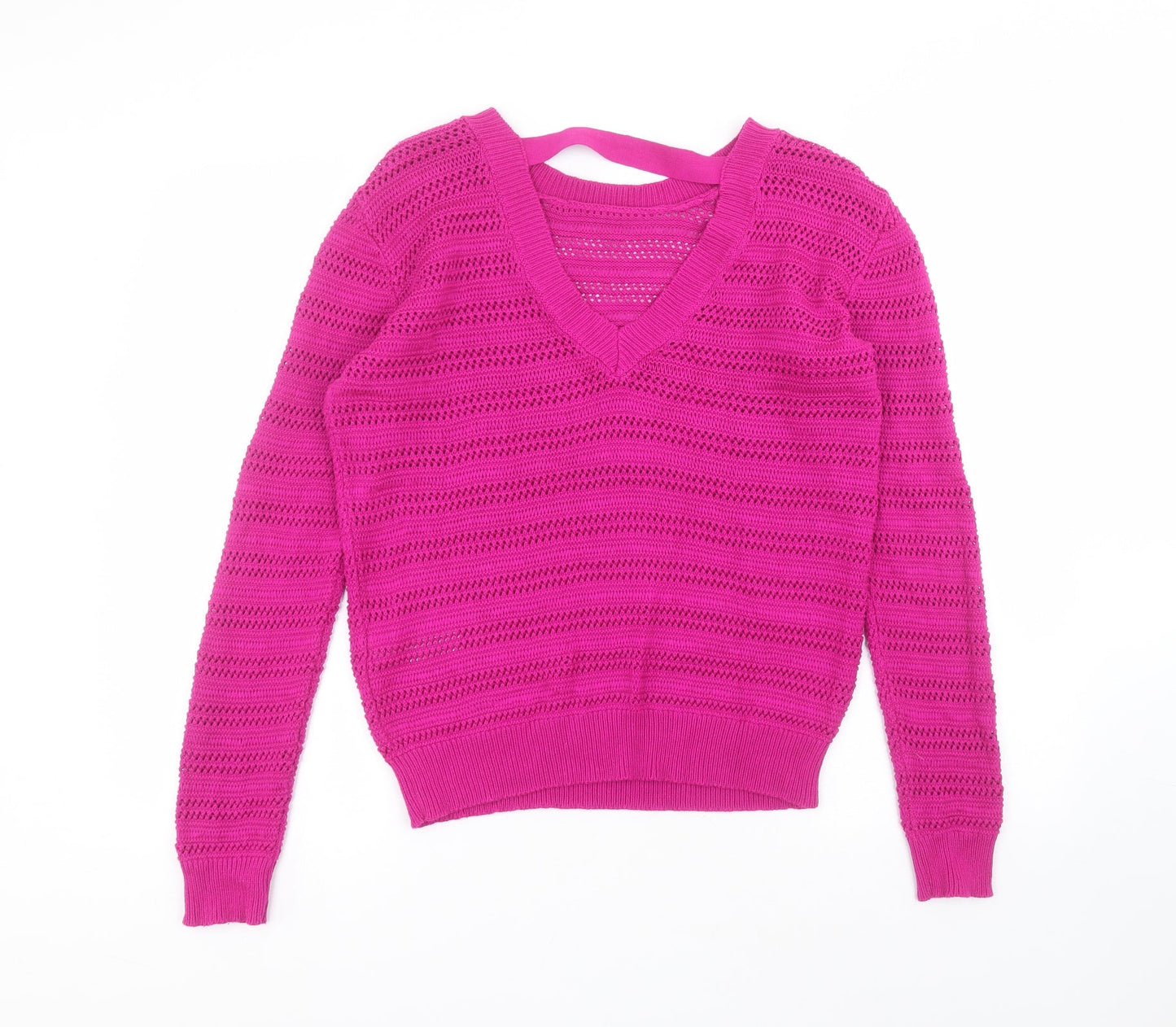 Warehouse Womens Purple Round Neck  Acrylic Pullover Jumper Size 10